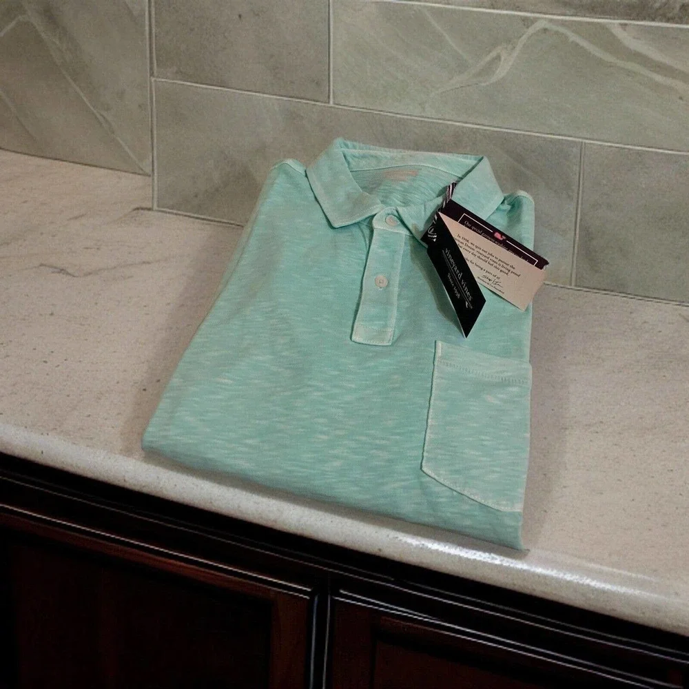 Brand New VINEYARD VINES Men's ISLAND Dyed Slub SS COTTON Pocket Polo CAICOS Med - Picture 2 of 16